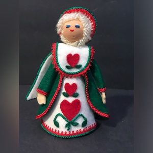 Rare 1 of a kind Vintage Kitschy Retro Felt Holiday Angel Handmade w/ Hearts